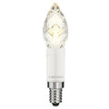 LEDON LED candle bulb with crystal Swarovski pendant top, white base, E14 screw fitting, warm white light glowing inside.