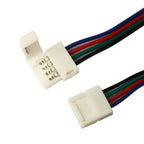 Connector cable with 4-pin and 2-pin white plastic connectors and four colored wires: dark blue, red, green, and black.
