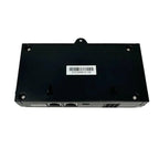 Black rectangular remote display panel with two ethernet ports and mounting bracket, barcode visible on back.