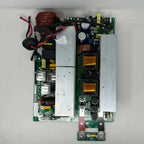 Main inverter board PCB assembly with transformer coils, capacitors, and circuit components for solar inverter power supply.