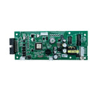 Green circuit board with microchip, capacitors, and connectors for Axpert VM IV inverter control system.