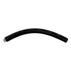 Black electrical cable with specifications printed on surface, curved against white background, showing manufacturer markings