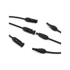 MC4 connector cables and splitters displayed against white background showing three-way branch configuration with male and fe