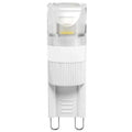 White G9 LED bulb with clear top and textured grip band, shown against white background.
