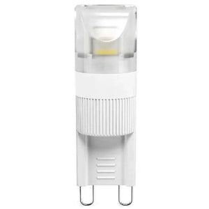 White G9 LED bulb with clear top and textured grip band, shown against white background.