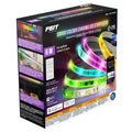 Feit Electric 6M Smart Colour Chasing LED Strip Light packaging showing product box front with colorful LED strip examples an