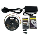 Mi-Light LED strip light kit with controller, remote, power supply, connectors, and packaging displayed on white background.