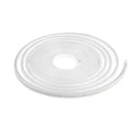 Coiled white silicone neon flexible strip light against white background, product display shot.