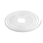 Coiled white silicone neon flexible strip light against white background, product display shot.