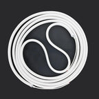 Coiled white silicone neon flex light strip against dark background, product shot showing flexible tubing and connectors.