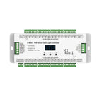 ES32 PIR Sensor Stair Light Controller with 32 LED output channels, terminal blocks, and control buttons on white background.