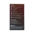 Product packaging back label showing features and technical specifications for Mi-Light RGB+CCT LED strip controller.