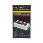 MiBoxer RGB+CCT LED Strip Controller product packaging showing white controller device and 2.4G RF remote control.