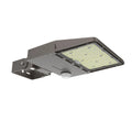 Dark gray LED street light with motion sensor and numerous LEDs on rectangular panel, product shot on white background