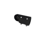 Black cylindrical LED street light fixture with mounting bracket and adjustment knob, product shot on white background.