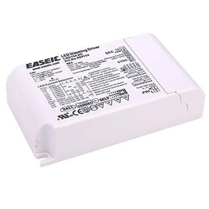 White rectangular EASEIC LED dimming driver with technical specifications and certification markings visible on label.