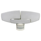 White solar motion-activated security light with dual adjustable heads and PIR sensor mounted below, product shot on white ba