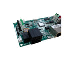 Green circuit board with integrated components, relays, and terminal connectors for Axpert inverter control system.
