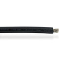 Black insulated battery cable with printed specifications showing 50mm² cross-section and 1.6/2.3 kV rating, bare wire strand