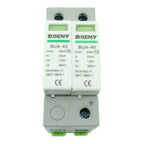 BENY BUA-40 dual-module surge protection device with green indicator lights and terminal connections, front view.