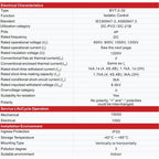 Technical specification table for BYT.2-32 DC isolator control switch showing electrical characteristics, service life, and i
