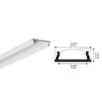 Aluminum LED profile with cross-section diagram showing 17.3mm width, 5.7mm height, and 13.5mm interior channel for LED strip
