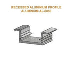 Technical drawing of recessed U-channel aluminum profile AL-6060 with vertical flanges and horizontal base.