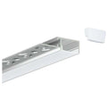 LED recessed drywall profile with aluminum channel and white flange, shown with white end cap component.