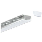 LED recessed drywall profile with aluminum channel and white flange, shown with white end cap component.