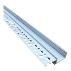 Galvanized metal corner flange profile with perforated mounting holes along its length, product alone on white background.