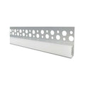 Aluminum LED profile with perforated top and white base channel, angled perspective view against white background.