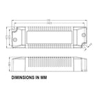 Technical dimension diagram of 30W LED driver showing top and side views with measurements in millimeters, including width 15