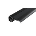 Black aluminium LED stair nosing profile with anti-slip surface and ribbed texture, shown at an angle against white backgroun