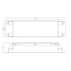 Technical dimension diagram of 60W LED driver showing top and side views with measurements in millimeters.