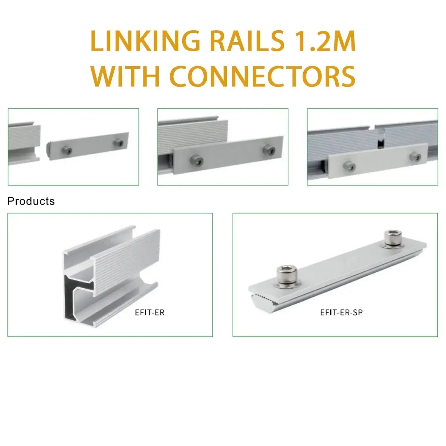 Linking rails 1.2M with connectors: demonstration of installation methods and two rail products labeled EFIT-ER and EFIT-ER-S