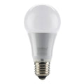 White LED globe bulb with E27 screw base and product specifications printed on the base, shown against white background.