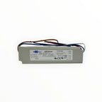 Glacial Power 60W LED driver unit with gray metal housing and attached color-coded wires, showing specification label with mo