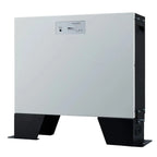 White and black lithium ion battery storage unit with control panel, displayed as standalone product photo.
