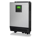 Conversol 1200W 12V off-grid solar inverter with silver and black casing, green LCD display panel, and control buttons mounte