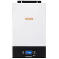 Voltagon off-grid inverter with white upper panel and black control base featuring blue LCD display and operation buttons.