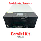 Conversol V7 inverter with parallel kit installed, showing connection ports highlighted on rear panel.