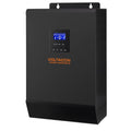Voltacon 5kW power conversion inverter with blue LCD display and control buttons, wall-mounted installation shot.