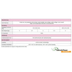 Voltronic Power product specifications table showing protection, physical dimensions, interface, and environmental operating 