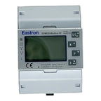 Eastron SDM630-Modbus V2 energy meter mounted on DIN rail with LCD display and control buttons on front face.