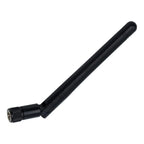 Black swivel antenna with threaded connector base for Wi-Fi monitoring box, isolated on white background.