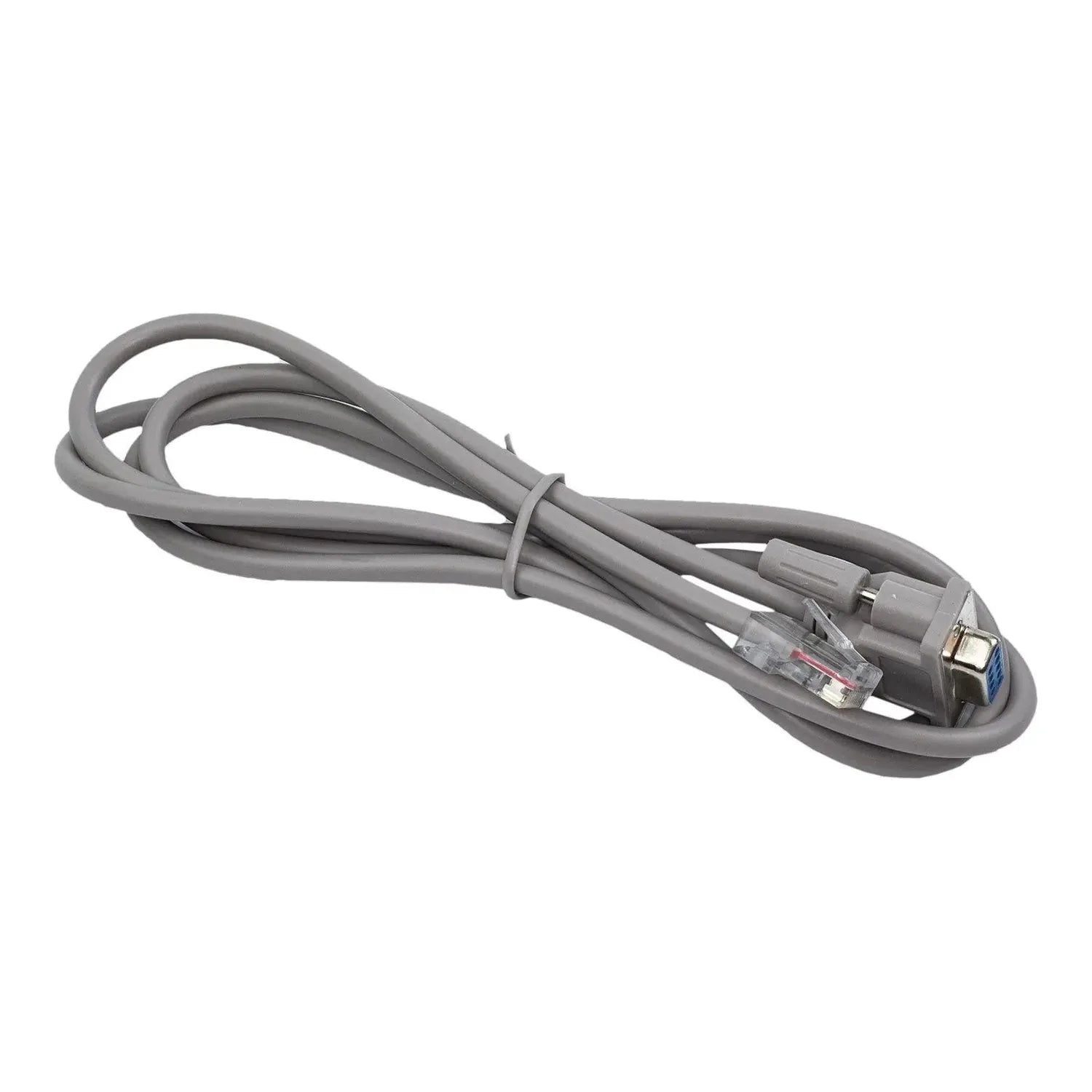 Gray coiled cable with RJ45 and USB connectors for Wi-Fi monitoring box, shown against white background.