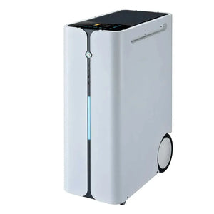 White portable power station with black top panel and dark control strip, shown against white background.