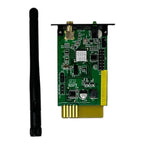 Wi-Fi monitoring card with external antenna for InfiniSolar and Voltasol hybrid inverters, shown with detached black antenna 