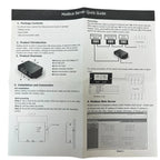 Modbus Server Quick Guide manual showing package contents, product introduction, installation instructions, wiring diagrams, 