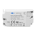 White rectangular LED driver with terminal screws, labeled Glacial Power model GP-CVP012N-24V-T02, showing input/output speci